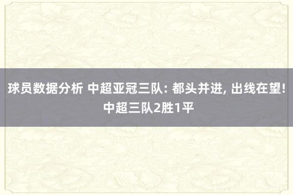 球员数据分析 中超亚冠三队: 都头并进, 出线在望! 中超三队2胜1平